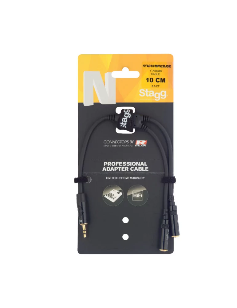  STAGG NYA010/MPS2MJSR N-Series Y-Adapter Cable - Mini Stereo Phone Plug/2x Mini Stereo Phone Jack|MusicGoodDeal 