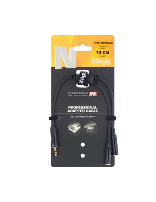 STAGG NYA010/MPS2MJSR N-Series Y-Adapter Cable - Mini Stereo Phone Plug/2x Mini Stereo Phone Jack|MusicGoodDeal 