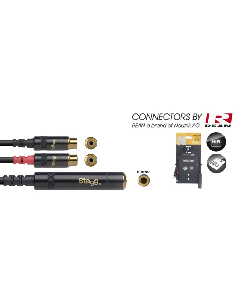  STAGG NYA010/JS2CFR N-Series Y-Adapter Cable - Stereo Phone Jack / 2x|MusicGoodDeal 