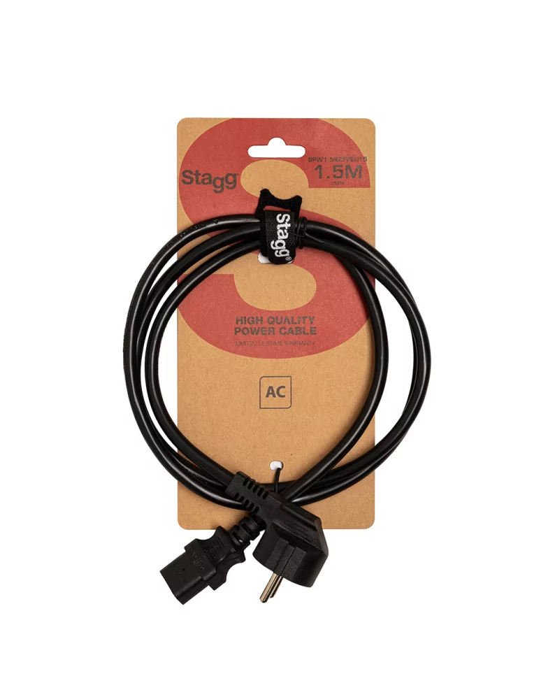  STAGG SPW1,5IECFPEU15 S series power cable, IEC/Schuko (f/m), 1.5 m (5')|MusicGoodDeal 