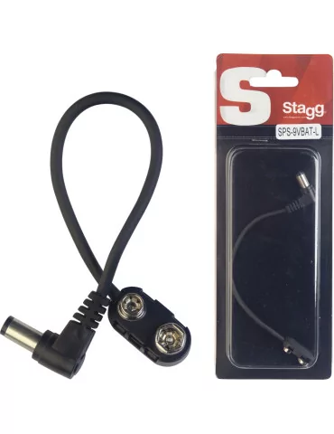  STAGG SPS-9VBAT-L Conector de batería de 9V para pedal de efectos, con conector acodado|MusicGoodDeal 