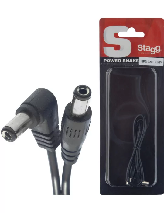  STAGG SPS-020-DCMM Cable de alimentación, CC / CC (m / m, en ángulo / recto), 20 cm, negro|MusicGoodDeal 