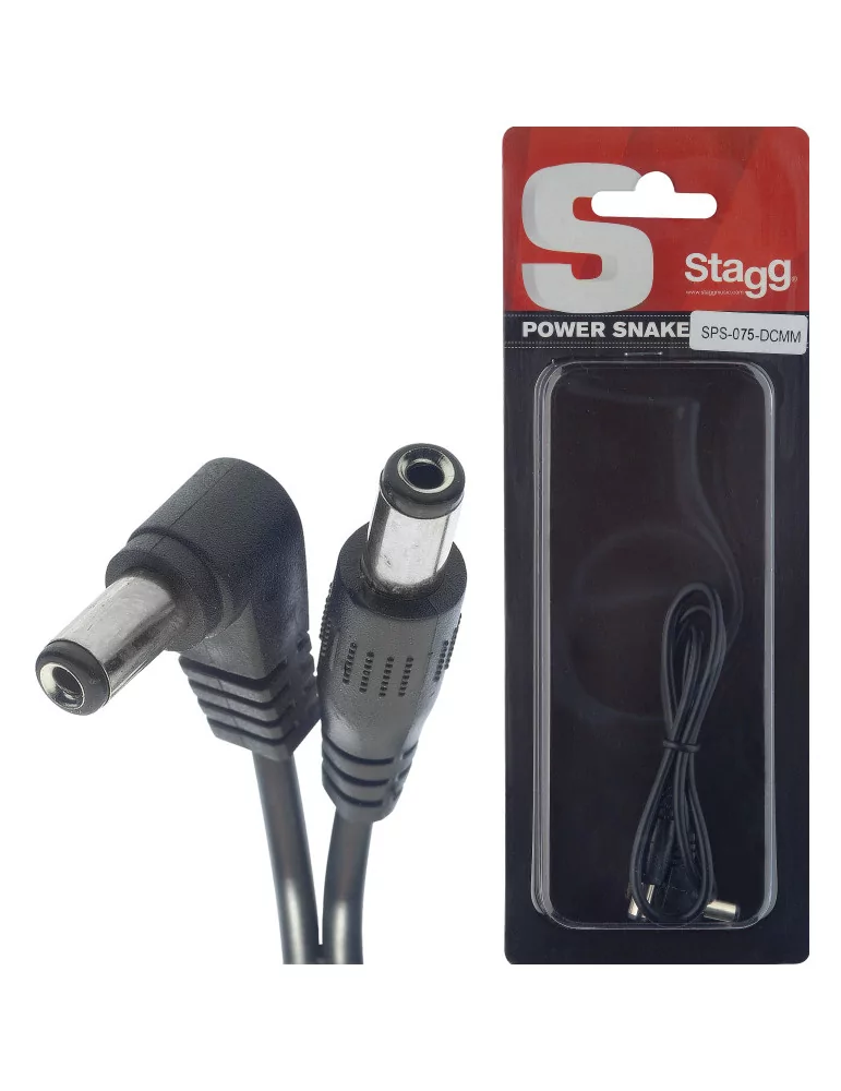  STAGG SPS-075-DCMM Cable de alimentación, CC / CC (m / m, en ángulo / recto), 75 cm, negro|MusicGoodDeal 