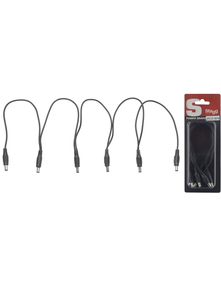  STAGG SPS-DC-5M1M Cable de alimentación para 5 pedales de efectos, DC / DC (m / m), negro|MusicGoodDeal 