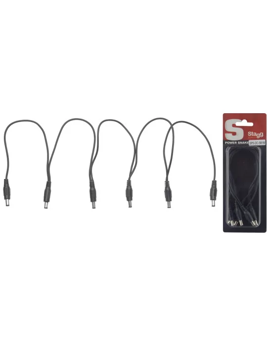  STAGG SPS-DC-5M1M Cable de alimentación para 5 pedales de efectos, DC / DC (m / m), negro|MusicGoodDeal 