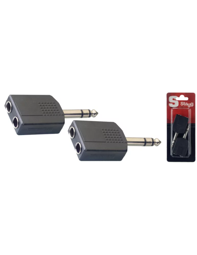  STAGG AC-PMS2PFH Adapter 2 x Klinke female an 1 x Klinke male 2 Stück|MusicGoodDeal 