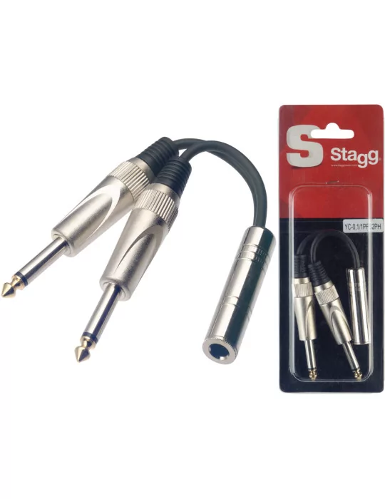  STAGG YC-0,1/1PFS2PH Adapterkabel, 2 x Mono-Klinkenstecker/ Stereo-Klinkenbuchse|MusicGoodDeal 