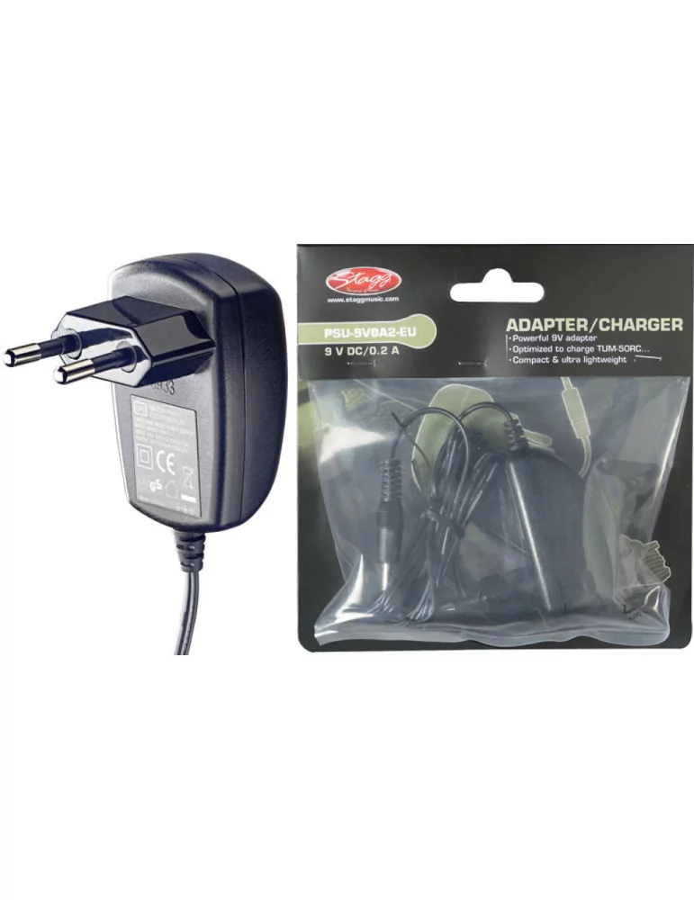  STAGG PSU-9V0A2-EU 9V DC/0.2A Power adaptor for TUM-50 RC Tuner/Metronome|MusicGoodDeal 