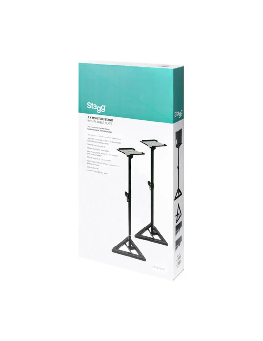  STAGG SMOS-12 SET Dos soportes para monitor de estudio, de acero, regulables en altura, con mesa basculante|MusicGoodDeal 