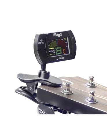  STAGG CTU-C8 Black automatic chromatic clip-on tuner, 430 to 450 Hz calibration|MusicGoodDeal 