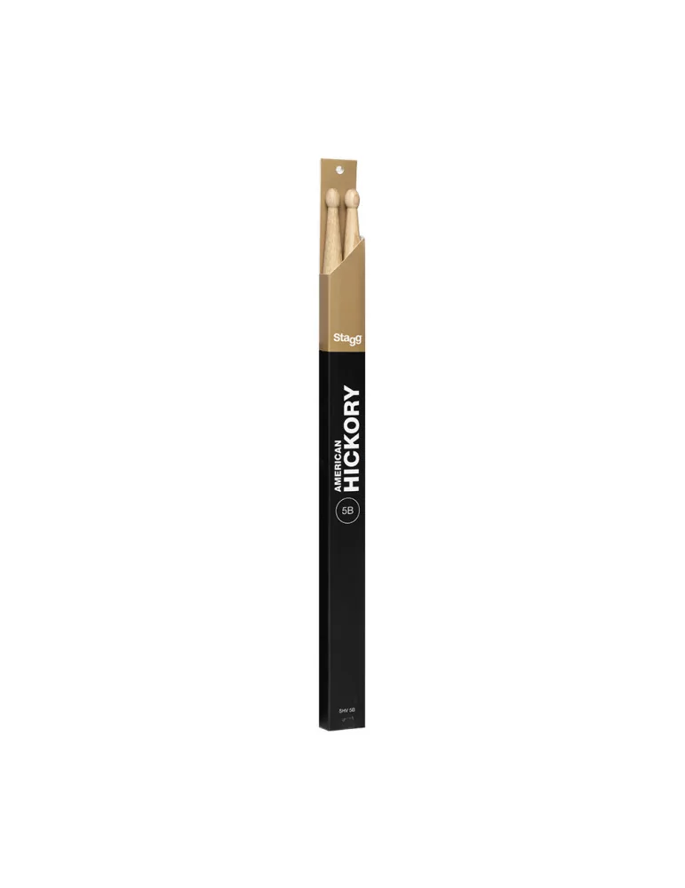  STAGG SHV5B Pair of Hickory Sticks, V series/5B - Wooden Tip|MusicGoodDeal 