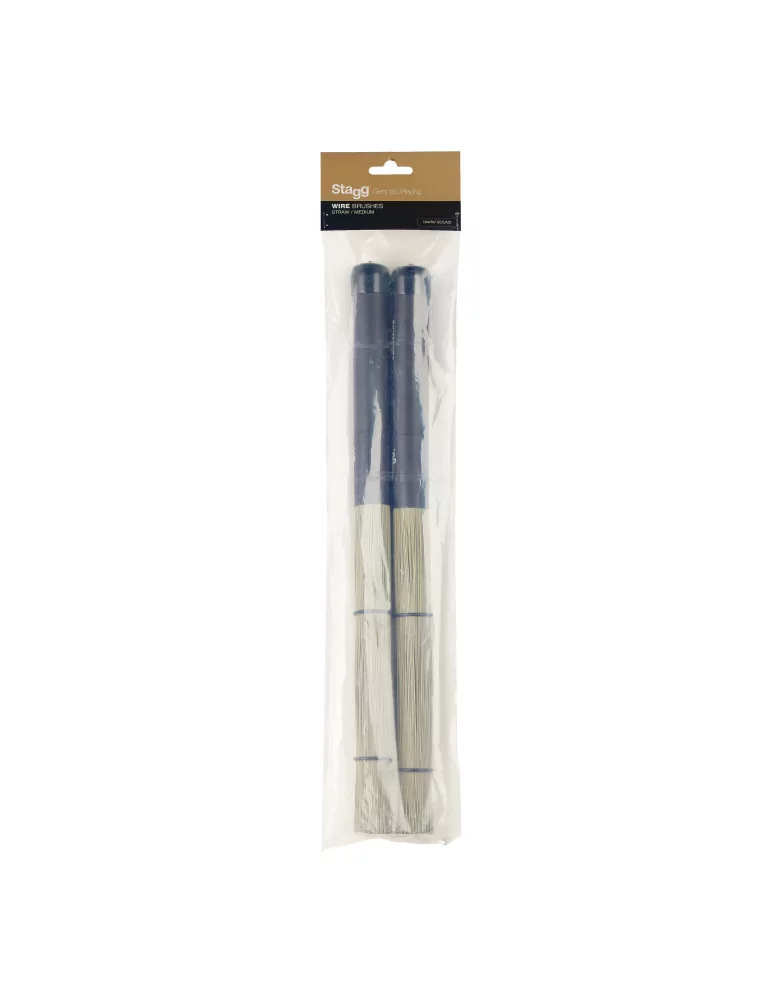  STAGG SBRU35-RS Escobas de paja de varias hojas, con revestimiento de mango de goma negra|MusicGoodDeal 