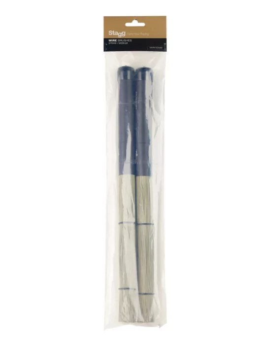  STAGG SBRU35-RS Escobas de paja de varias hojas, con revestimiento de mango de goma negra|MusicGoodDeal 