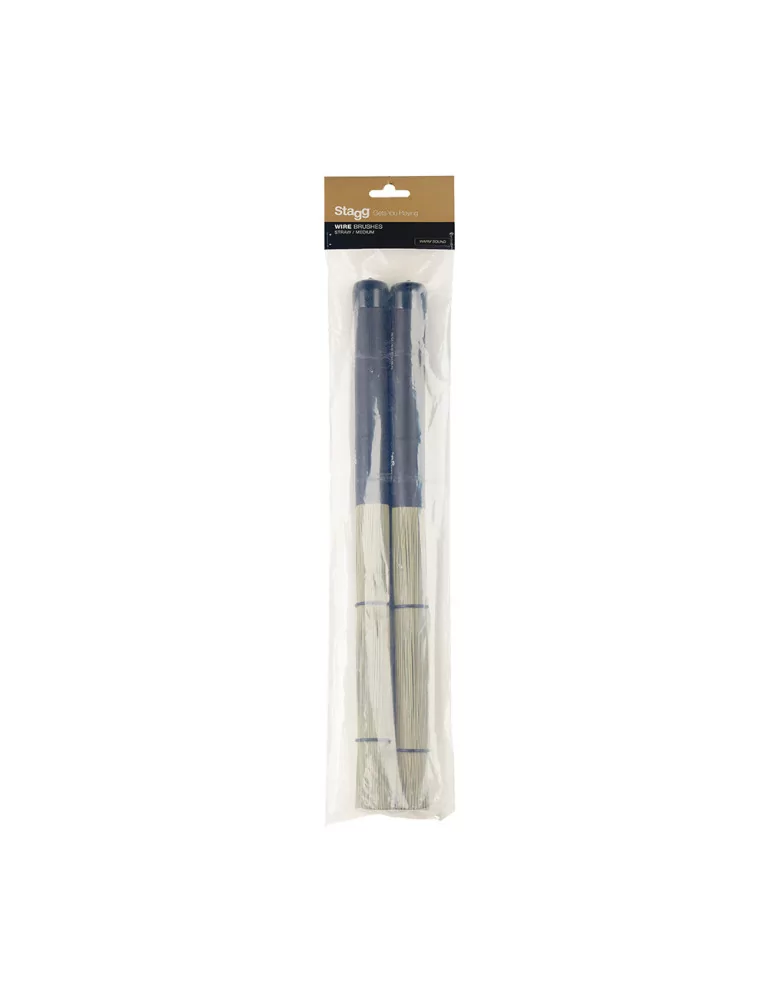  STAGG SBRU35-RS Escobas de paja de varias hojas, con revestimiento de mango de goma negra|MusicGoodDeal 