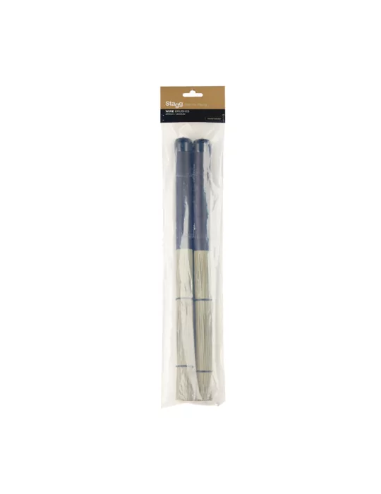  STAGG SBRU35-RS Escobas de paja de varias hojas, con revestimiento de mango de goma negra|MusicGoodDeal 