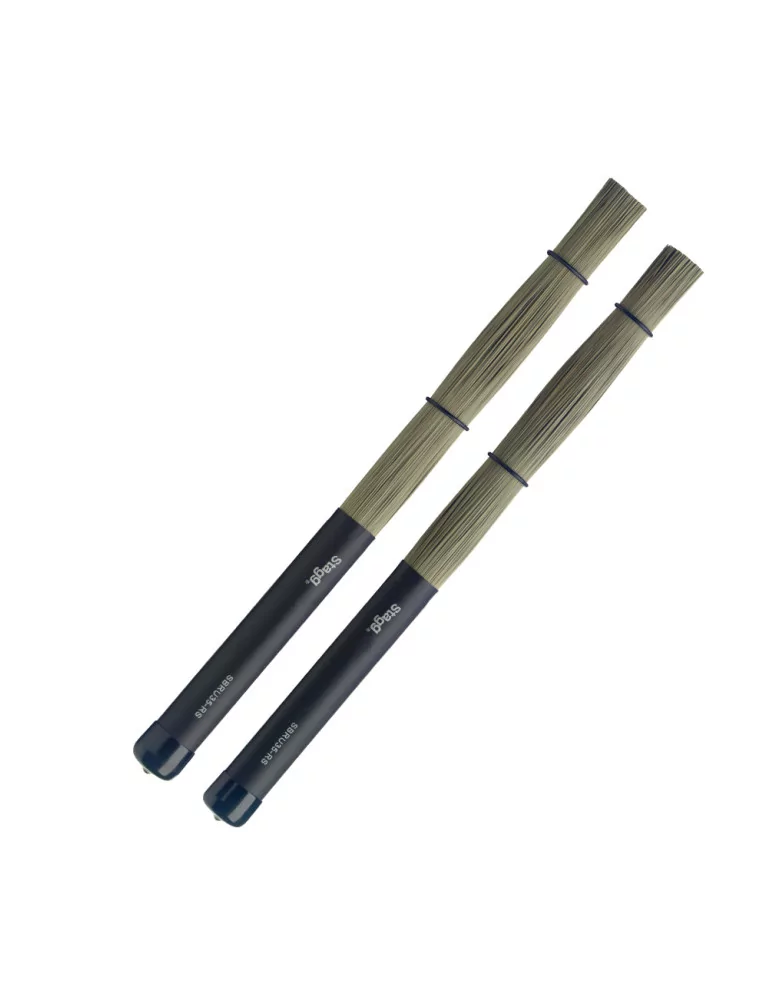  STAGG SBRU35-RS Escobas de paja de varias hojas, con revestimiento de mango de goma negra|MusicGoodDeal 
