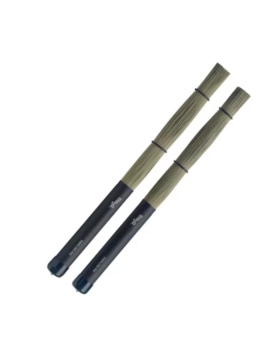  STAGG SBRU35-RS Escobas de paja de varias hojas, con revestimiento de mango de goma negra|MusicGoodDeal 
