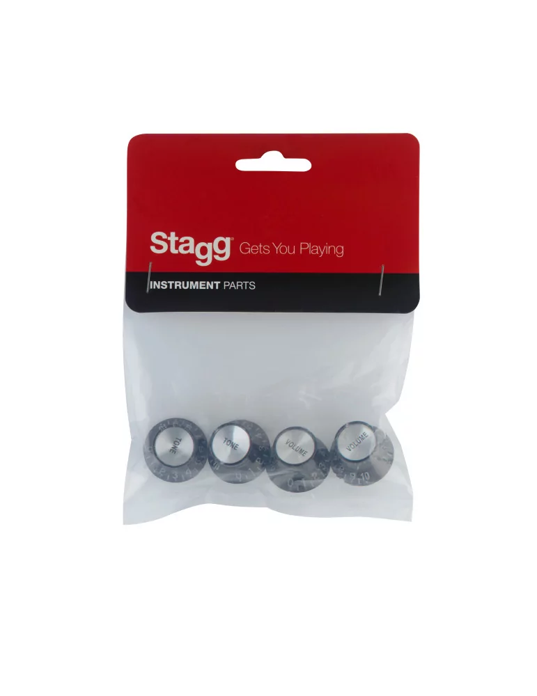  STAGG SP-KNLP-BK Perillas de volumen (x 2) y tono (x 2) para guitarra eléctrica tipo P, negras|MusicGoodDeal 