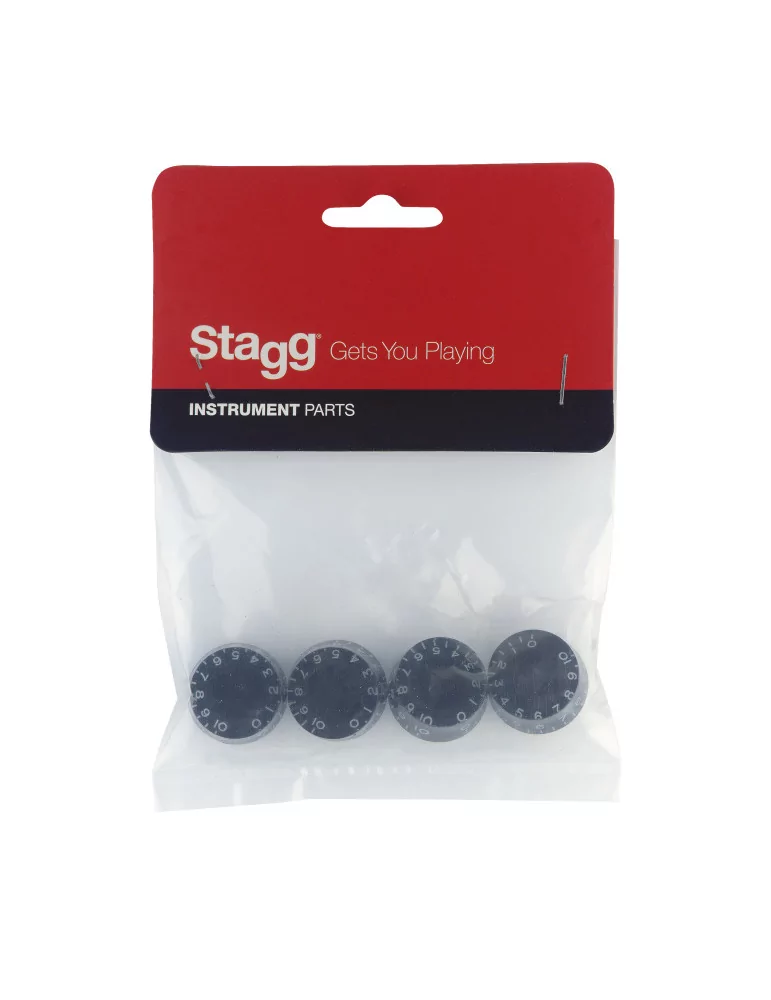  STAGG SP-KNLP-BKH Perillas de volumen (x 2) y tono (x 2) para guitarra eléctrica tipo P, tipo Black Hat|MusicGoodDeal 