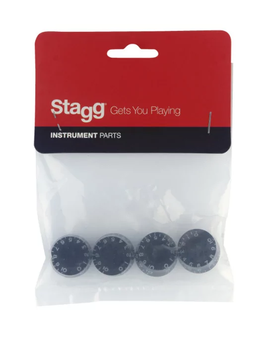  STAGG SP-KNLP-BKH Perillas de volumen (x 2) y tono (x 2) para guitarra eléctrica tipo P, tipo Black Hat|MusicGoodDeal 