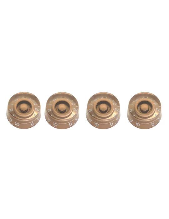  STAGG SP-KNLP-GDH Volume (x 2) and tone (x 2) knobs for P type electric guitar, Gold Hat type|MusicGoodDeal 