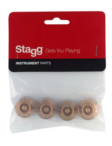  STAGG SP-KNLP-GDH Perillas de volumen (x 2) y tono (x 2) para guitarra eléctrica tipo P, tipo Gold Hat|MusicGoodDeal  2