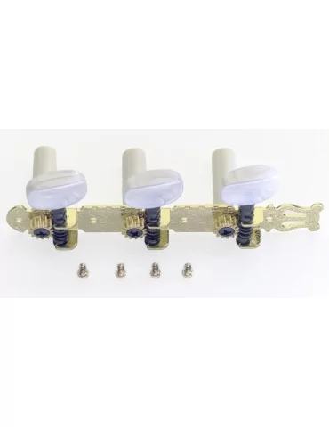 STAGG SP-MHCL-GD Standard machine heads 3 x 3, for classical guitar, gold finish with white buttons