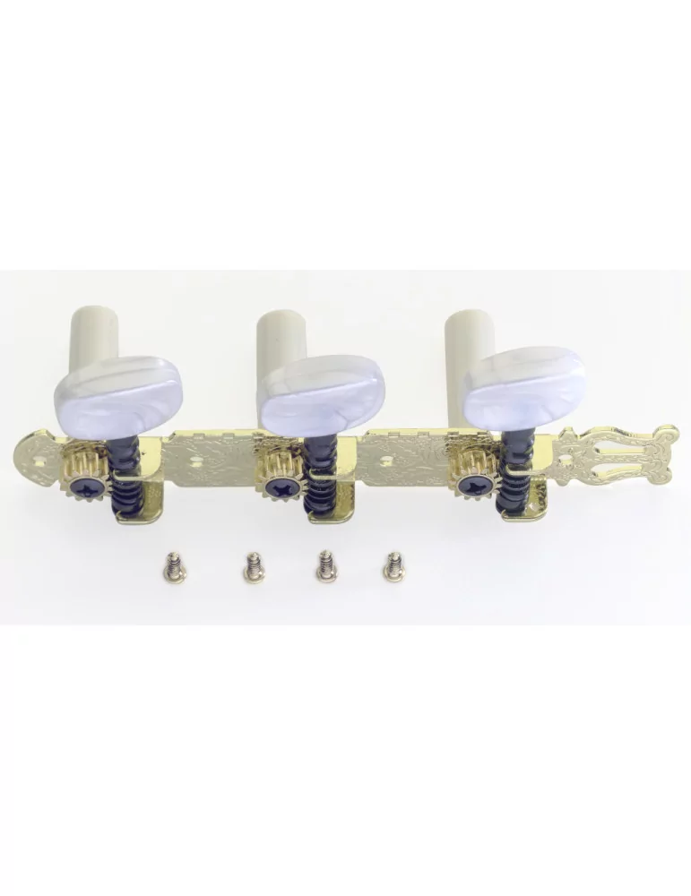  STAGG SP-MHCL-GD Standard machine heads 3 x 3, for classical guitar, gold finish with white buttons|MusicGoodDeal 