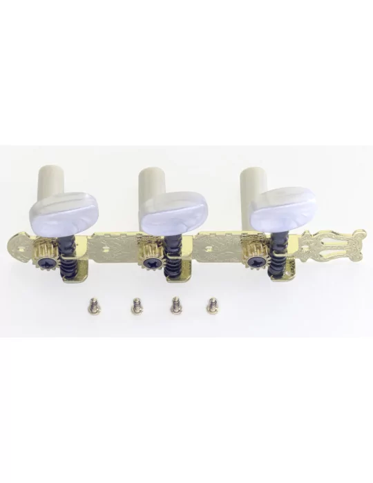  STAGG SP-MHCL-GD Standard machine heads 3 x 3, for classical guitar, gold finish with white buttons|MusicGoodDeal 