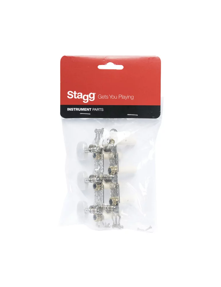  STAGG SP-MHCL-STD Open machine heads 3 x 3, classical type, for acoustic guitar, chromed|MusicGoodDeal 