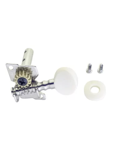 STAGG SP-MHUK-CH Mécaniques type guitare 2 x 2, pour ukulélé, finition chromée, boutons blancs