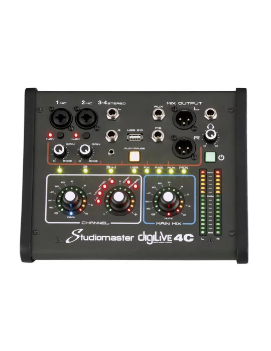  STUDIOMASTER DIGILIVE4C DigiLiVe8c digital mixing console, 4 inputs, 2 Fx busses, 1 mono Aux|MusicGoodDeal 