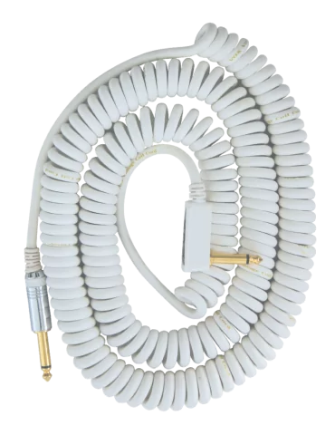  VOX VCC90-WH Vintage Coiled Cable - JACK SPIRAL 9M WHITE|MusicGoodDeal 