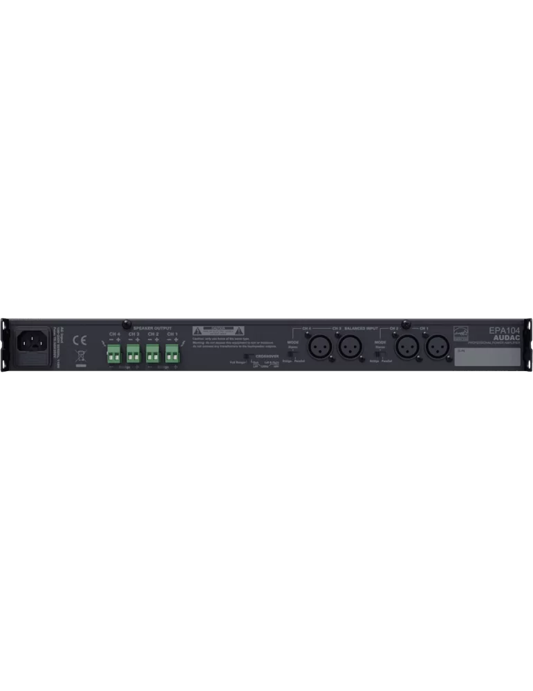  AUDAC EPA104 Class D - CL.D Amplifier - 4 x 100W/4Ohms Energy Star|MusicGoodDeal 