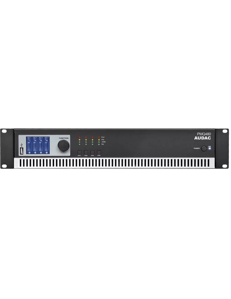  AUDAC PMQ480 4 Canales de baja impedancia y 100V - WAVEDYNAMICS 4 x 480W/100V-8Ohms|MusicGoodDeal 