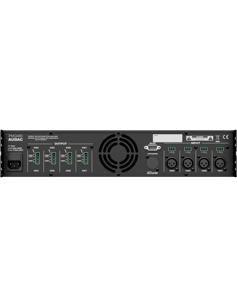  AUDAC PMQ480 4 Canales de baja impedancia y 100V - WAVEDYNAMICS 4 x 480W/100V-8Ohms|MusicGoodDeal 
