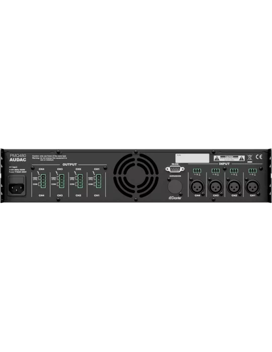 AUDAC PMQ480 4 Canales de baja impedancia y 100V - WAVEDYNAMICS 4 x 480W/100V-8Ohms|MusicGoodDeal 