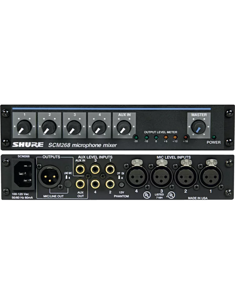  SHURE SCM268E SCM - Mezclador de 5 entradas de micrófono|MusicGoodDeal 