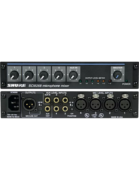  SHURE SCM268E SCM - Mezclador de 5 entradas de micrófono|MusicGoodDeal 