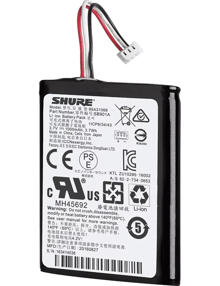  SHURE SB901A Rechargeable batteries - Lithium-Ion battery MXW1 - MXW6 - MXW8|MusicGoodDeal 