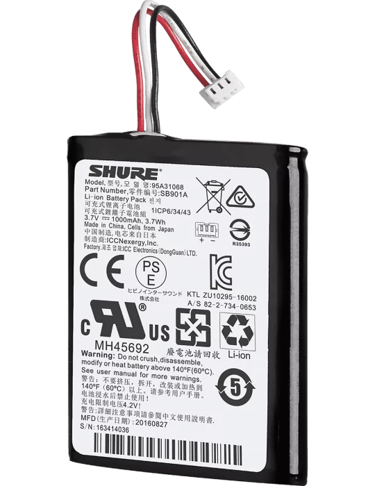  SHURE SB901A Rechargeable batteries - Lithium-Ion battery MXW1 - MXW6 - MXW8|MusicGoodDeal 
