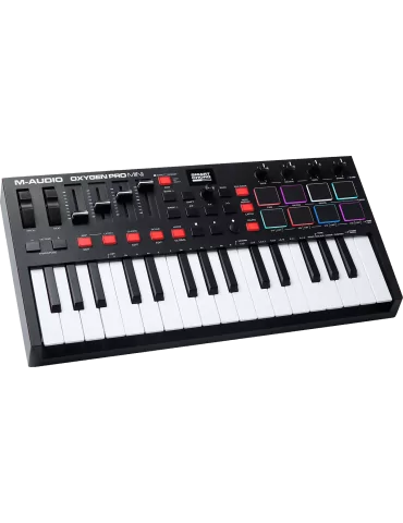  M-AUDIO OXYGENPROMINI USB master keyboard with 32 mini RGB pads|MusicGoodDeal 