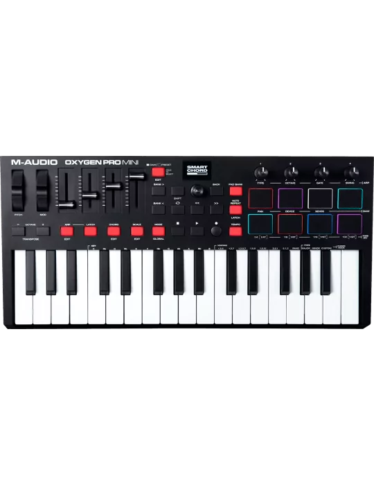  M-AUDIO OXYGENPROMINI Teclado principal USB con 32 mini almohadillas RGB|MusicGoodDeal 