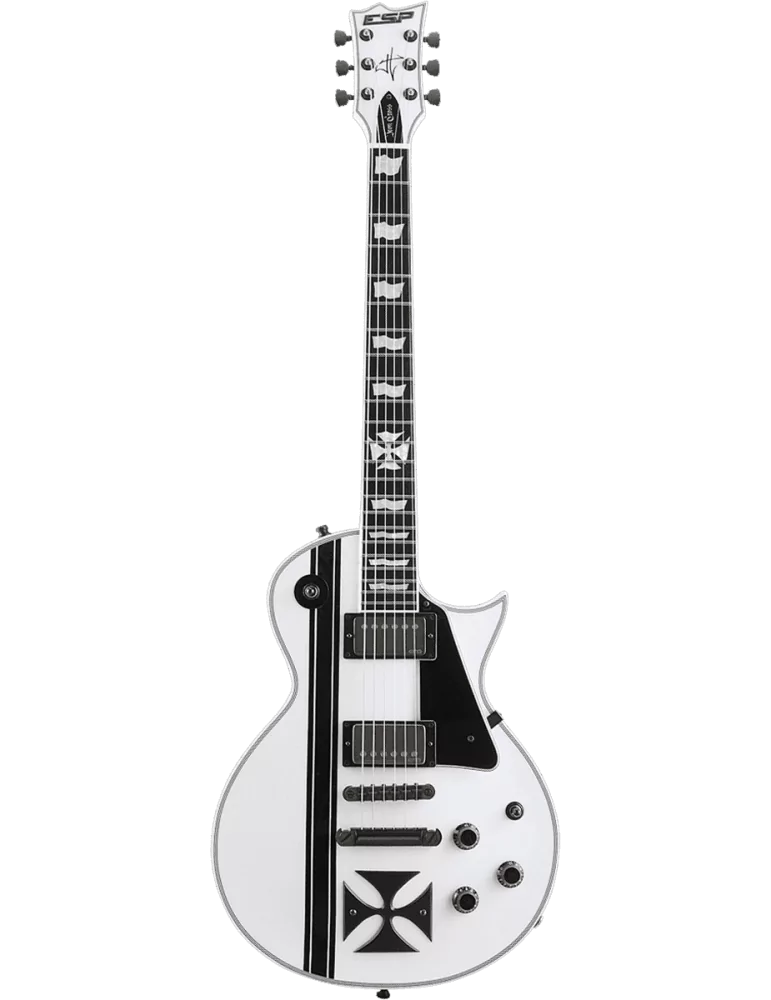  ESP IRONCROSS-W James Hetfield - Blanco brillante con rayas negras|MusicGoodDeal 