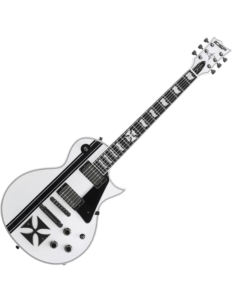  ESP IRONCROSS-W James Hetfield - Blanco brillante con rayas negras|MusicGoodDeal 