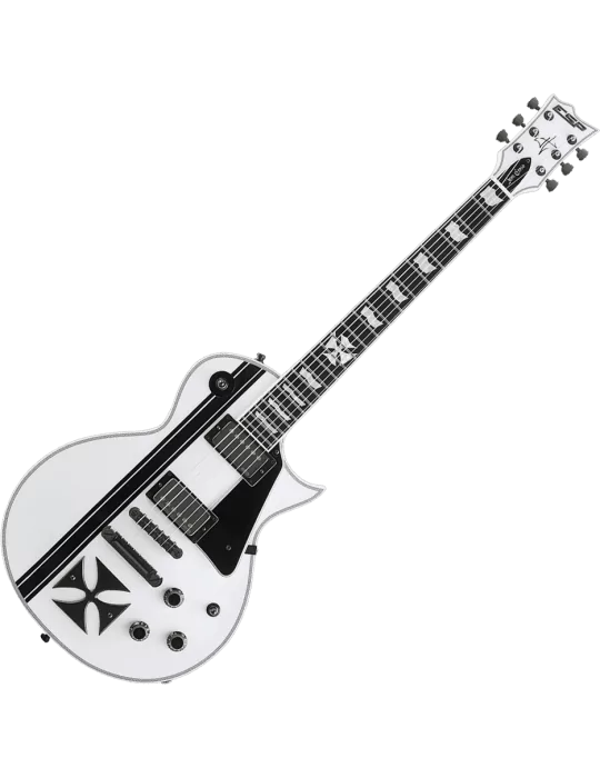  ESP IRONCROSS-W James Hetfield - Blanco brillante con rayas negras|MusicGoodDeal 