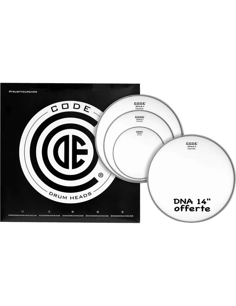  CODE DRUMHEADS TPDNACTDF Tom - Sandblasted Fusion 10" 12" 14" + 14" DNA|MusicGoodDeal 