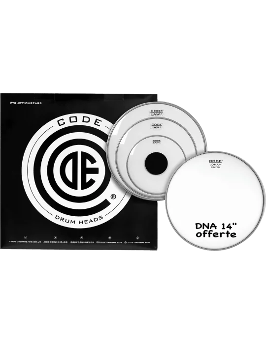  CODE DRUMHEADS TPLAWCLRF Tom Pack - Fusion Clear 10" 12" 14" +14" DNA|MusicGoodDeal 