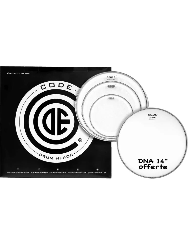  CODE DRUMHEADS TPGENCLRF Tom - Clear Fusion 10" 12" 14" +14" DNA|MusicGoodDeal 