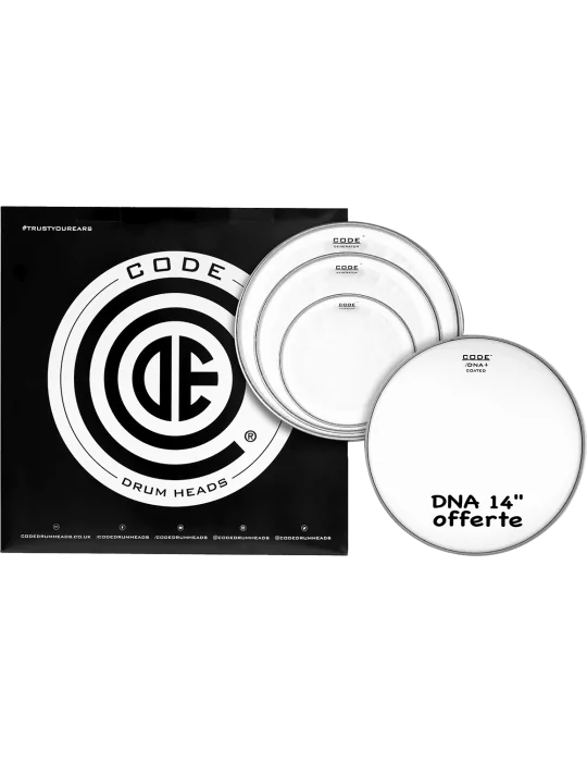  CODE DRUMHEADS TPGENCLRF Tom - Clear Fusion 10" 12" 14" +14" DNA|MusicGoodDeal 